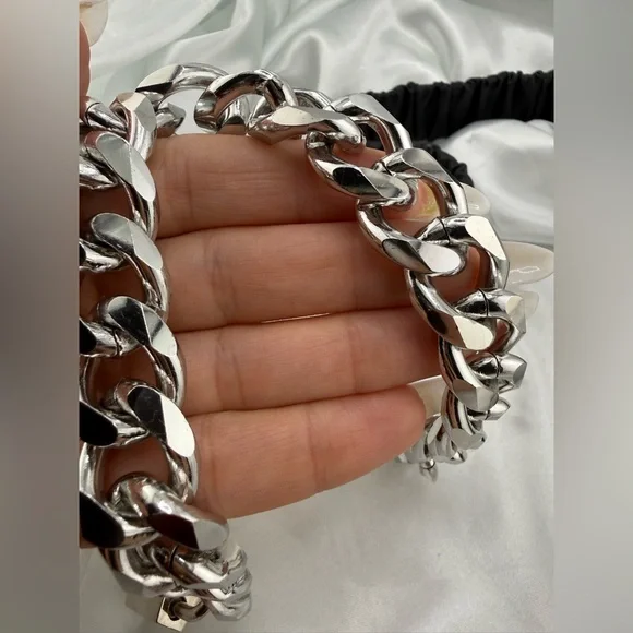 Anthropologie lux adjustable Black Leather Chain Strap - Picture 6 of 12